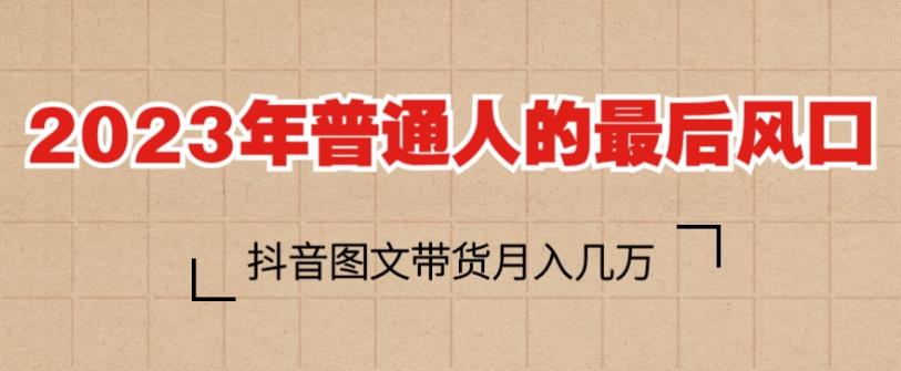 2023年普通人的最后风口，抖音图文带货月入几万，只需一部手机即可操作-夜影资源