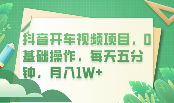 抖音开车视频项目，0基础操作，每天五分钟，月入1W+【揭秘】-夜影资源
