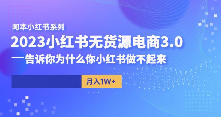 阿本小红书无货源电商3.0，告诉你为什么你小红书做不起来-夜影资源