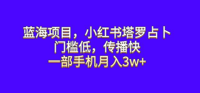 蓝海项目，小红书塔罗占卜，门槛低，传播快，一部手机月入3w+【揭秘】-夜影资源