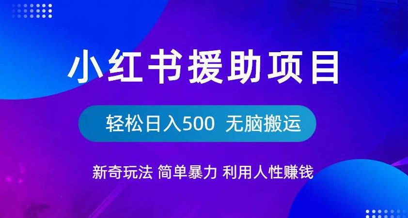 小红书援助项目新奇玩法，简单暴力，无脑搬运轻松日入500【揭秘】-夜影资源