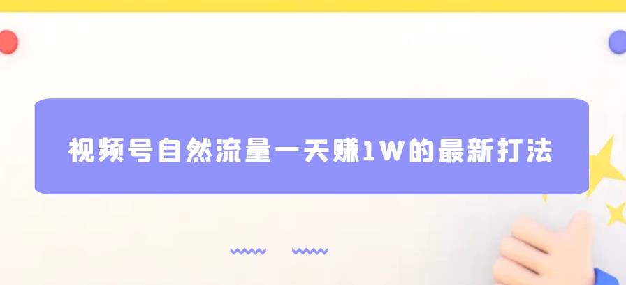 视频号自然流量一天赚1W的最新打法，基本0投资【揭秘】-夜影资源