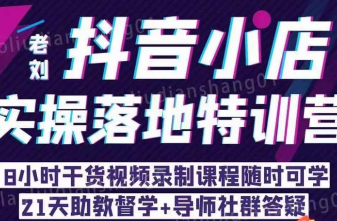 老刘·抖店商品卡流量，​抖音小店实操落地特训营，8小时干货视频录制课程随时可学-夜影资源