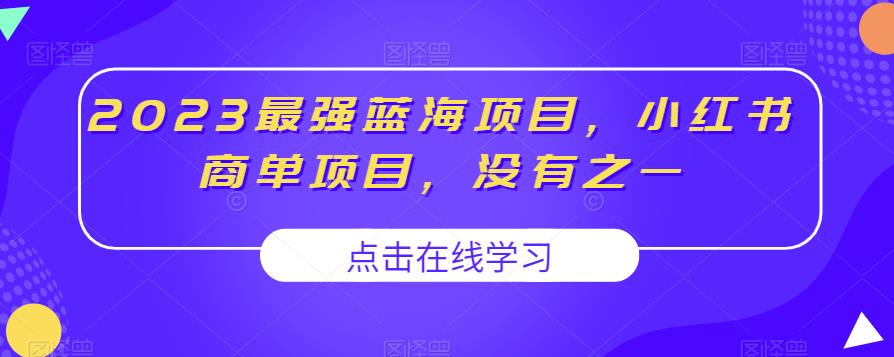 2023最强蓝海项目，小红书商单项目，没有之一【揭秘】-夜影资源