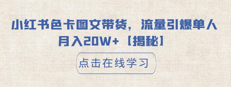小红书色卡图文带货，流量引爆单人月入20W+【揭秘】-夜影资源