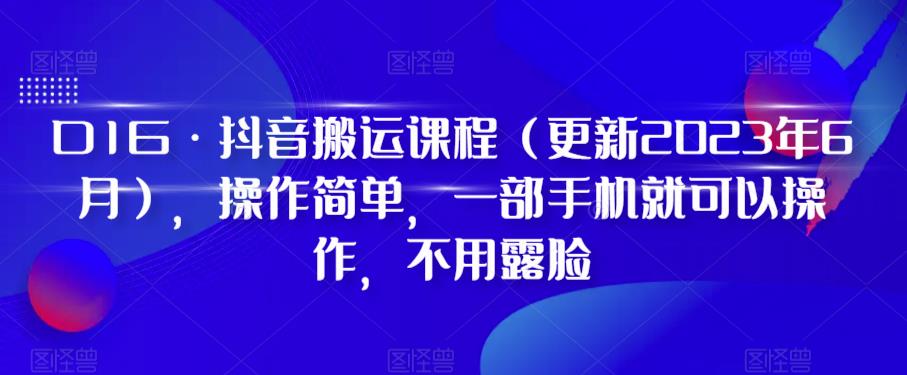 D1G·抖音搬运课程（更新2023年7月），操作简单，一部手机就可以操作，不用露脸-夜影资源