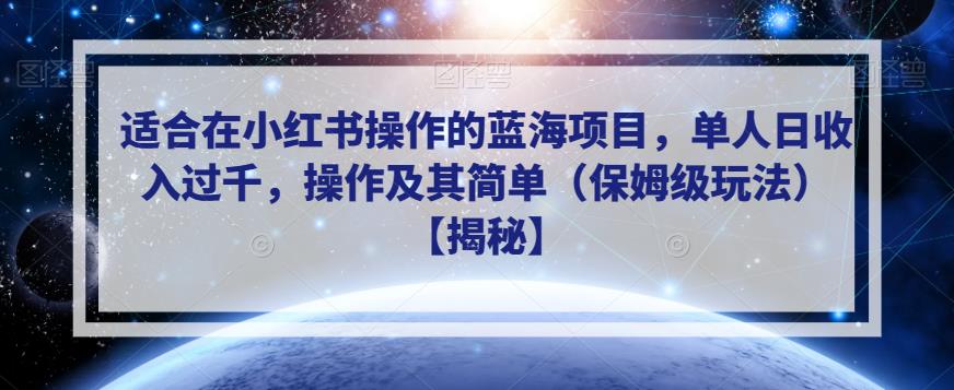 适合在小红书操作的蓝海项目，单人日收入过千，操作及其简单（保姆级玩法）【揭秘】-夜影资源