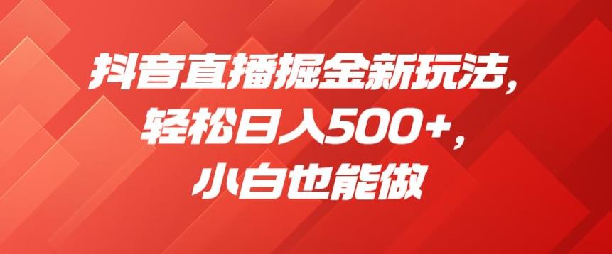 抖音直播掘金新玩法，轻松日入500+，小白也能做【揭秘】-夜影资源