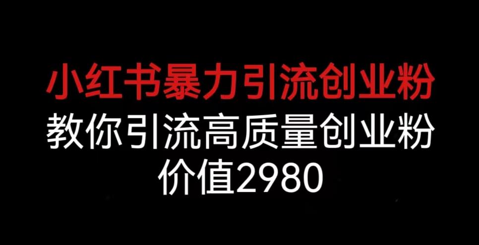 小红书暴力引流创业粉，教你引流高质量创业粉，价值2980【揭秘】-夜影资源