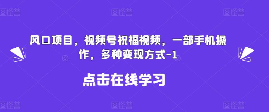 新风口项目，视频号祝福视频，一部手机操作，多种变现方式【揭秘】-夜影资源