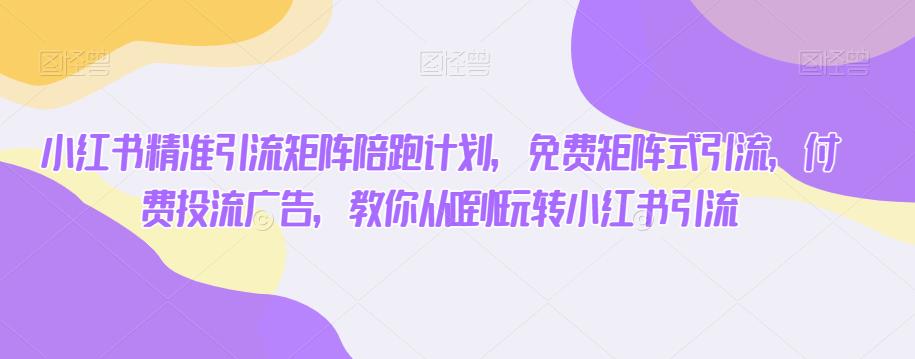 小红书精准引流矩阵陪跑计划，免费矩阵式引流，付费投流广告，教你从0到1玩转小红书引流-夜影资源