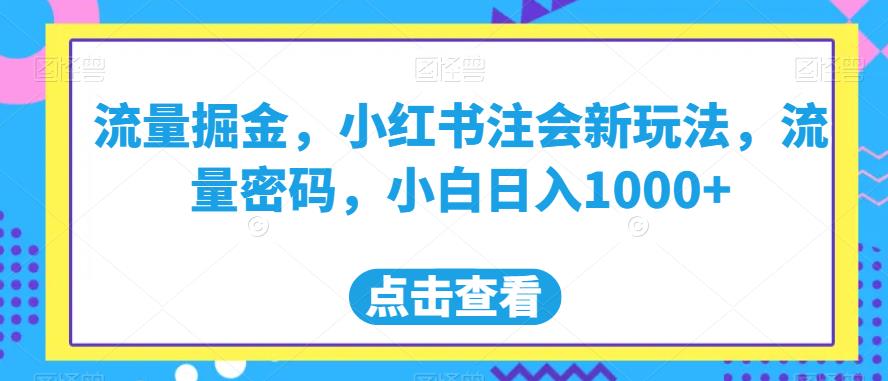 流量掘金，小红书注会新玩法，流量密码，小白日入1000+【揭秘】-夜影资源