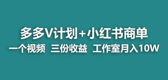 【蓝海项目】多多v计划+小红书商单一个视频三份收益工作室月入10w-夜影资源