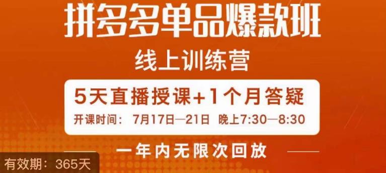 钟辰·拼多多单品爆款班，一个拼多多超级爆款养一个团队-夜影资源