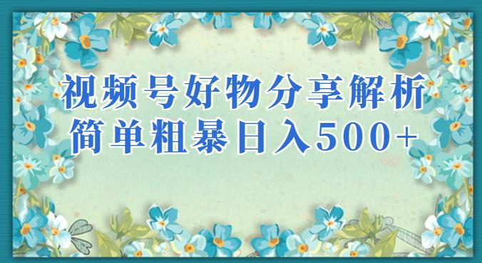 视频号好物分享解析，简单粗暴可以批量方大的项目【揭秘】-夜影资源
