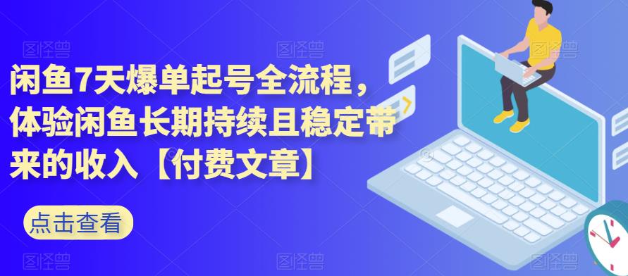 闲鱼7天爆单起号全流程，体验闲鱼长期持续且稳定带来的收入【付费文章】-夜影资源