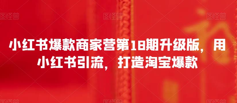 小红书爆款商家营第18期升级版，用小红书引流，打造淘宝爆款-夜影资源