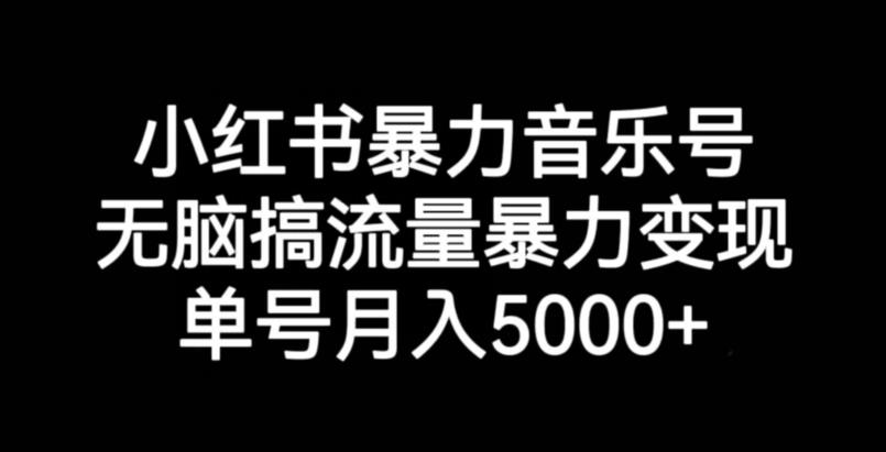 小红书暴力音乐号，无脑搞流量暴力变现，单号月入5000+-夜影资源