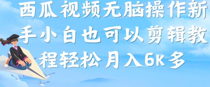 西瓜视频搞笑号，无脑操作新手小白也可月入6K-夜影资源