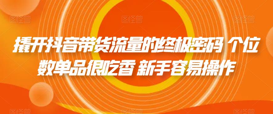 撬开抖音带货流量的终极密码 个位数单品很吃香 新手容易操作-夜影资源