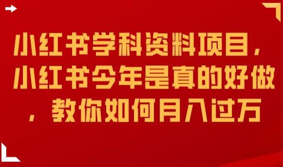 小红书学科资料项目，小红书今年是真的好做，教你如何月入过万【揭秘】-夜影资源