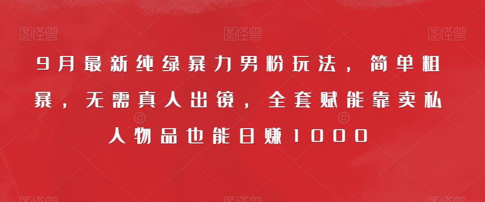 9月最新纯绿暴力男粉玩法，简单粗暴，无需真人出镜，全套赋能靠卖私人物品也能日赚1000-夜影资源