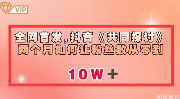 全网首发，抖音《共同探讨》两个月如何让粉丝数从零到10w【揭秘】-夜影资源