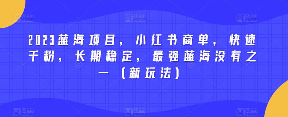 2023蓝海项目，小红书商单，快速千粉，长期稳定，最强蓝海没有之一（新玩法）-夜影资源
