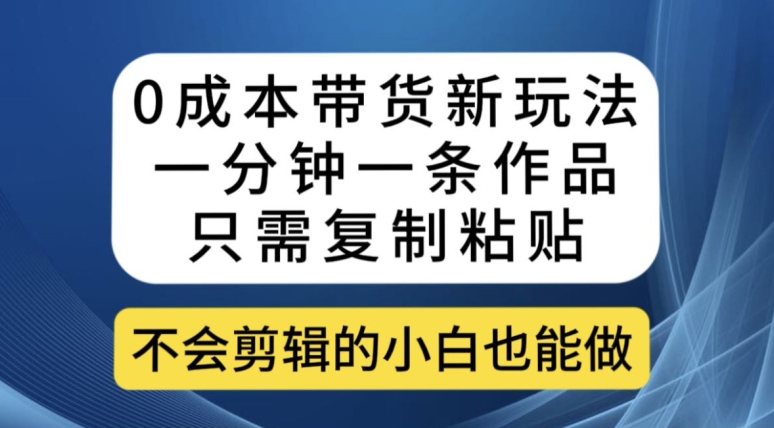 0成本带货新玩法，一分钟一条作品，只需复制粘贴就可以做-夜影资源