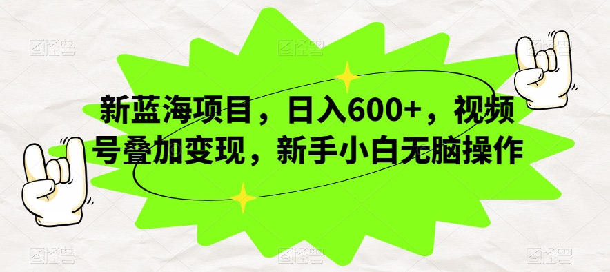 新蓝海项目，日入600+，视频号叠加变现，新手小白无脑操作【揭秘】-夜影资源