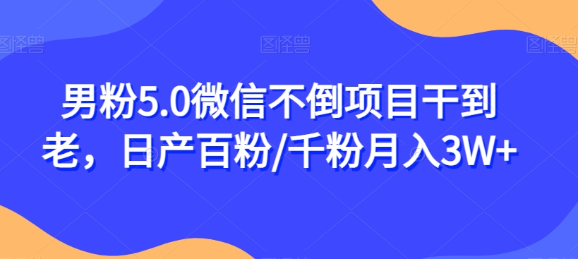 男粉5.0微信不倒项目干到老，日产百粉/千粉月入3W+【揭秘】-夜影资源