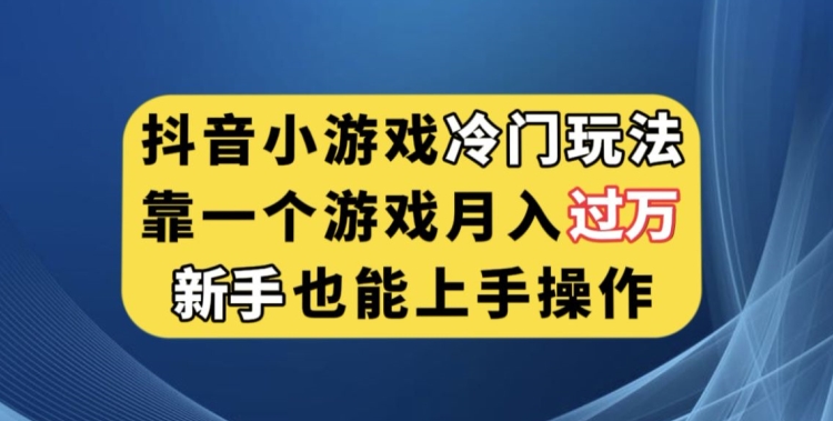 抖音小游戏冷门玩法，靠一个游戏月入过万，新手也能轻松上手【揭秘】-夜影资源