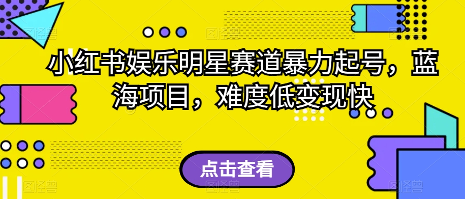 小红书娱乐明星赛道暴力起号，蓝海项目，难度低变现快【揭秘】-夜影资源