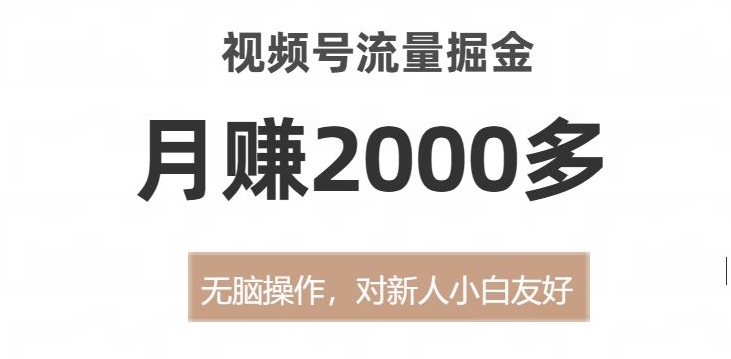 视频号流量掘金，无脑操作，对新人小白友好，月赚2000多【揭秘】-夜影资源