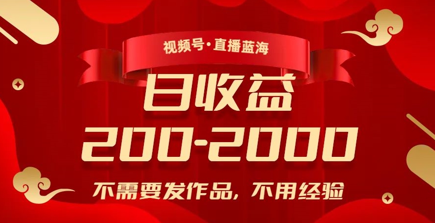 视频号直播蓝海，不需要发作品，不用经验，日入200-2000+【揭秘】-夜影资源