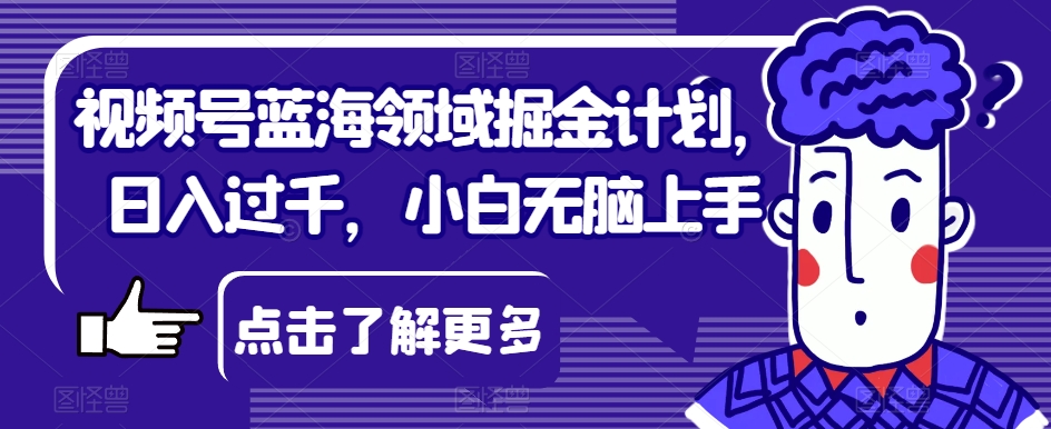 视频号蓝海领域掘金计划，日入过千，小白无脑上手【揭秘】-夜影资源