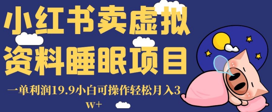 小红书卖虚拟资料睡眠项目，一单利润19.9小白可操作轻松月入3w+【揭秘】-夜影资源