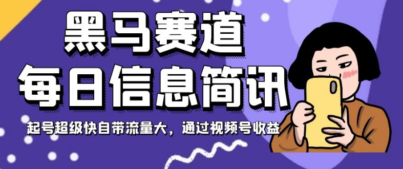 黑马赛道每日信息简讯，起号超级快自带流量大，通过视频号收益【揭秘】-夜影资源