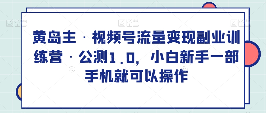 黄岛主·视频号流量变现副业训练营·公测1.0，小白新手一部手机就可以操作-夜影资源