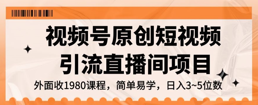 视频号原创短视频引流直播间项目，日入3~5五位数【揭秘】-夜影资源