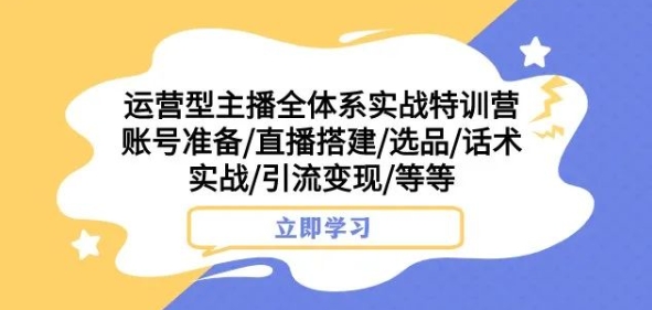 运营型主播全体系实战特训营，账号准备/直播搭建/选品/话术实战/引流变现/等等-夜影资源