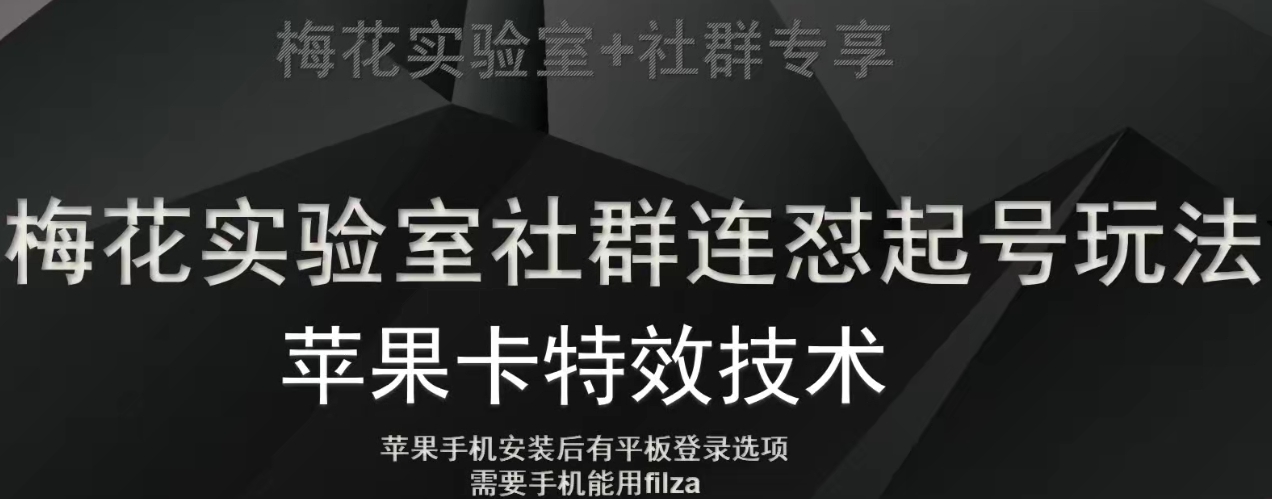 梅花实验室社群视频号连怼起号玩法，最新苹果卡特效技术-夜影资源