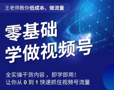 王老师教你低成本、做流量，零基础学做视频号，0-1快速抓住视频号流量-夜影资源