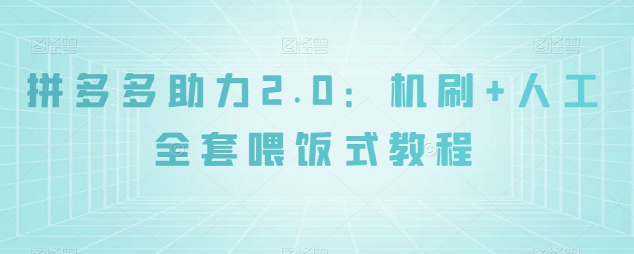 拼多多助力2.0：机刷+人工全套喂饭式教程【揭秘】-夜影资源