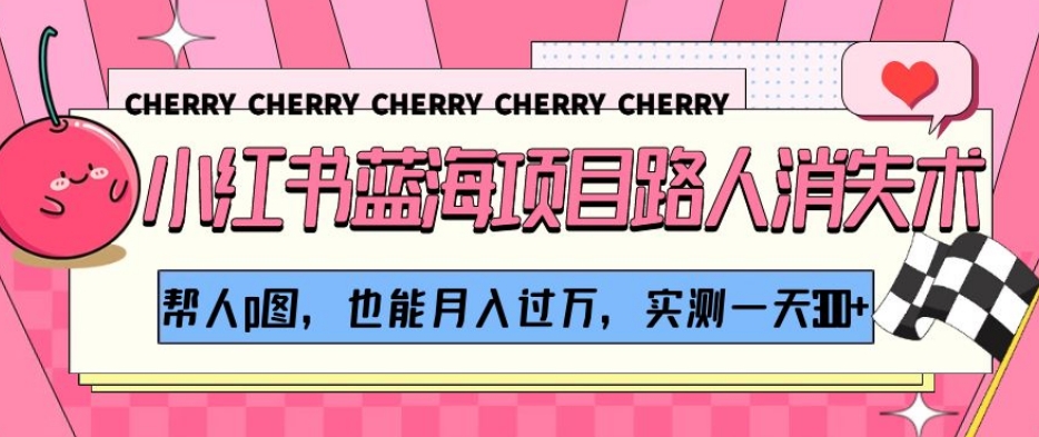 小红书蓝海项目路人消失术，帮人p图，也能月入过万，实测一天300+【揭秘】-夜影资源