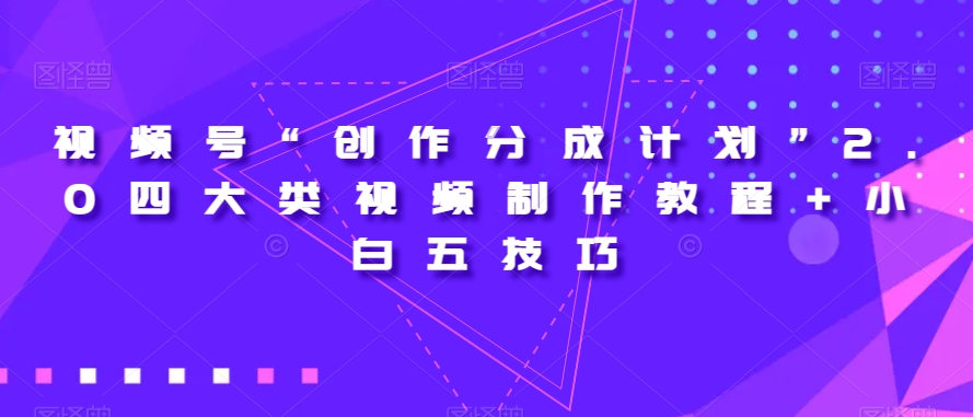 视频号“创作分成计划”2.0四大类视频制作教程+小白五技巧【揭秘】-夜影资源