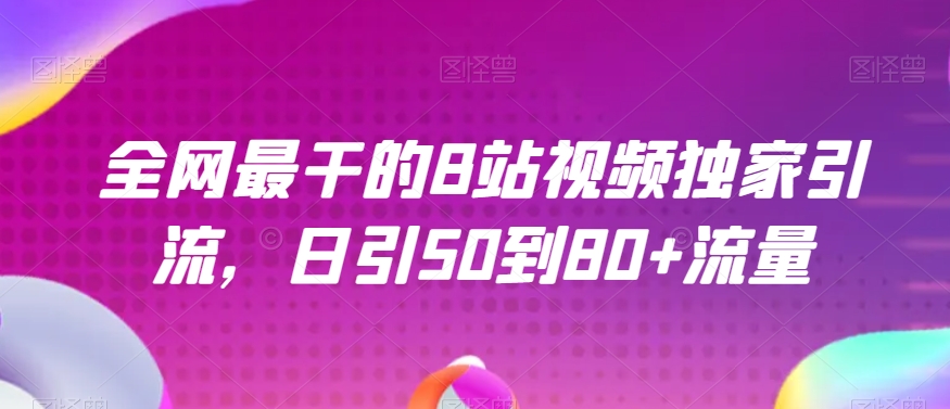 全网最干的B站视频独家引流，日引50到80+流量【揭秘】-夜影资源