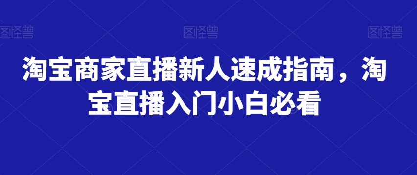 淘宝商家直播新人速成指南，淘宝直播入门小白必看-夜影资源
