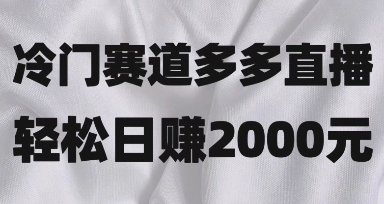 冷门赛道拼多多直播，简单念稿子，日收益2000＋【揭秘】-夜影资源