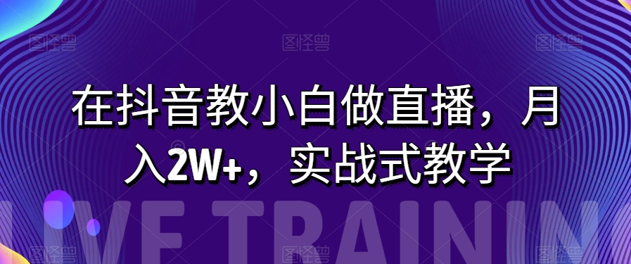 在抖音教小白做直播，月入2W+，实战式教学【揭秘】-夜影资源